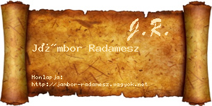 Jámbor Radamesz névjegykártya